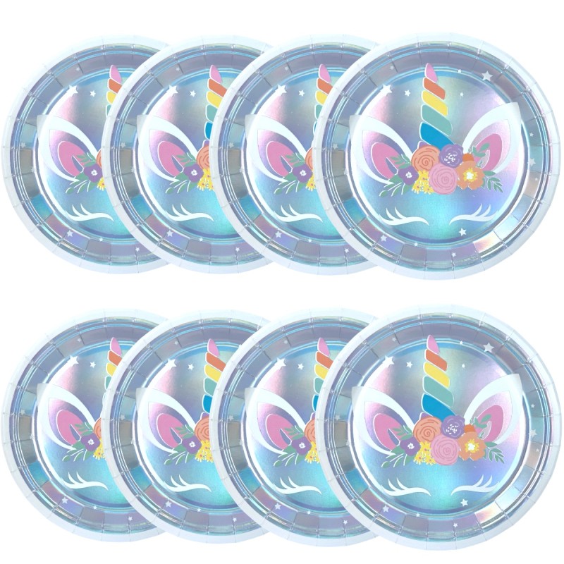 Zestaw kubeczki i talerzyki naczynia jednorazowe jednorożec