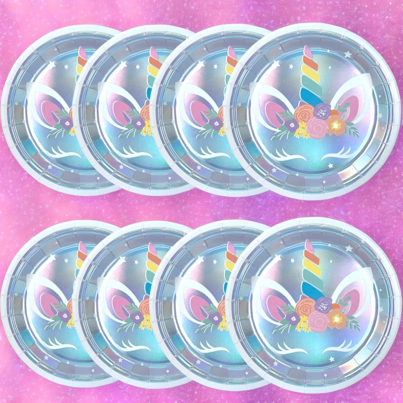 Zestaw kubeczki i talerzyki naczynia jednorazowe jednorożec