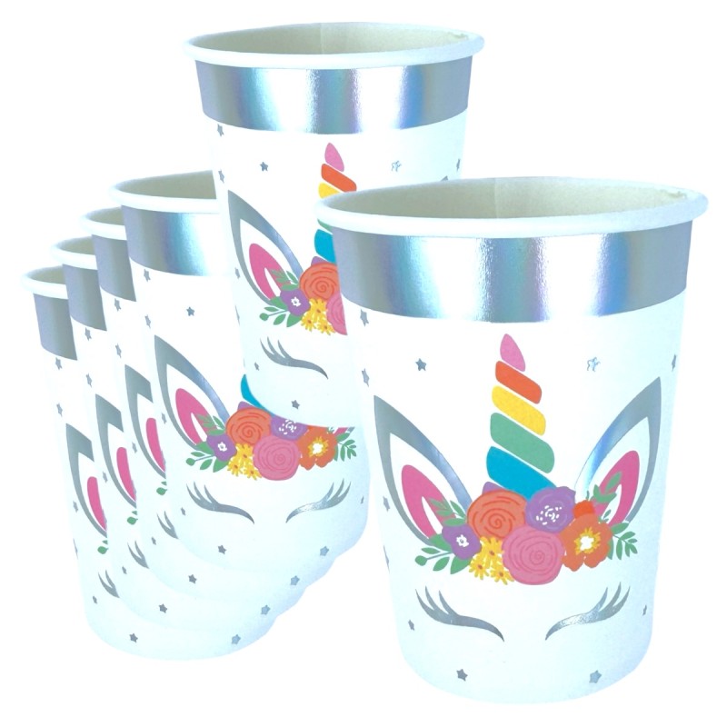 Zestaw kubeczki i talerzyki naczynia jednorazowe jednorożec