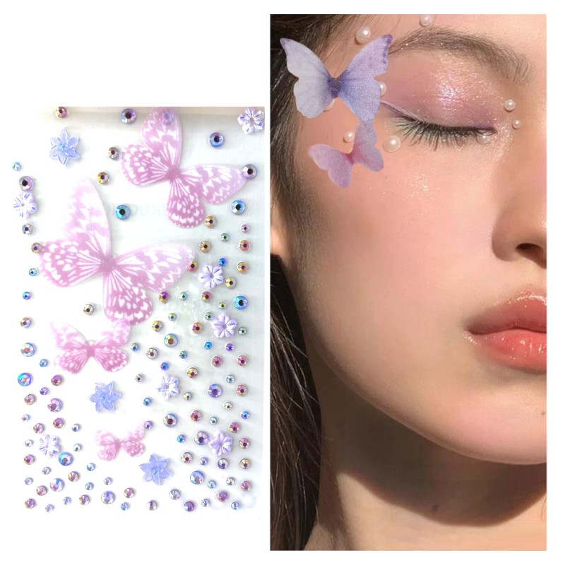 Naklejki kryształki motylki FaceGem