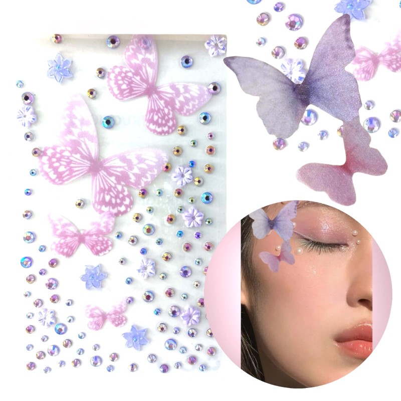 Naklejki kryształki motylki FaceGem