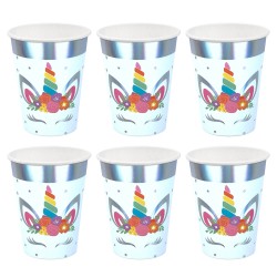 Zestaw kubeczki i talerzyki naczynia jednorazowe jednorożec