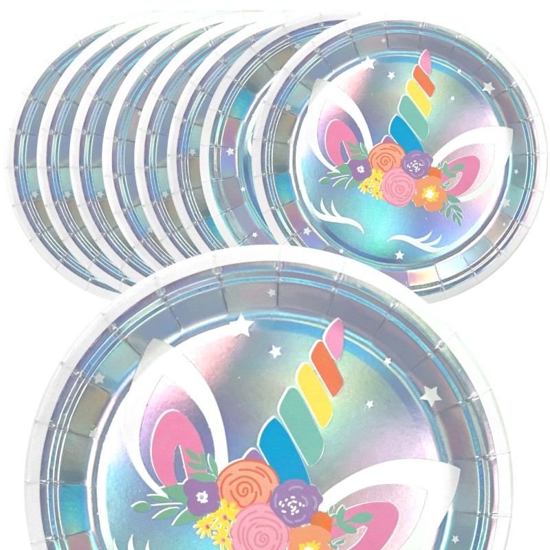 Zestaw kubeczki i talerzyki naczynia jednorazowe jednorożec