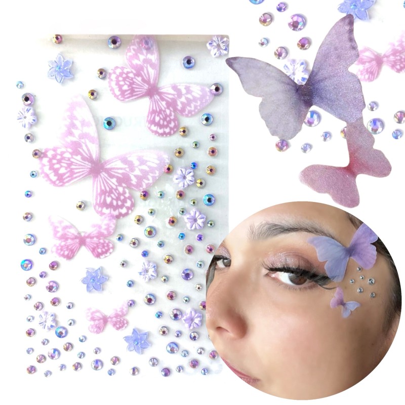 Naklejki kryształki motylki FaceGem