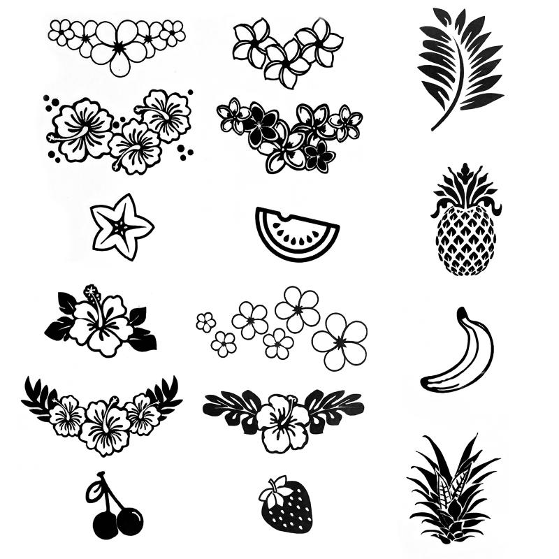 Tatuaż zmywalny tymczasowy owoce kwiaty ananas banan