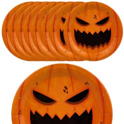 Talerzyki Halloween Dynia pomarańczowe papierowe 18 cm 8szt
