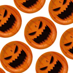 Talerzyki Halloween Dynia pomarańczowe papierowe 18 cm 8szt