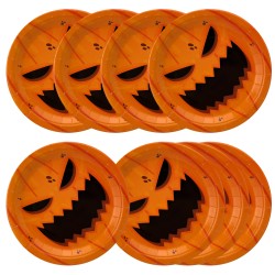 Talerzyki Halloween Dynia pomarańczowe papierowe 18 cm 8szt