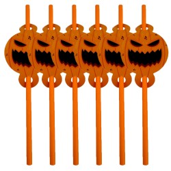 Słomki Halloween Dynia pomarańczowe papierowe 6szt