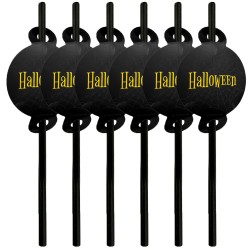 Słomki Napis Halloween Pająk Pajęczyna papierowe 6szt