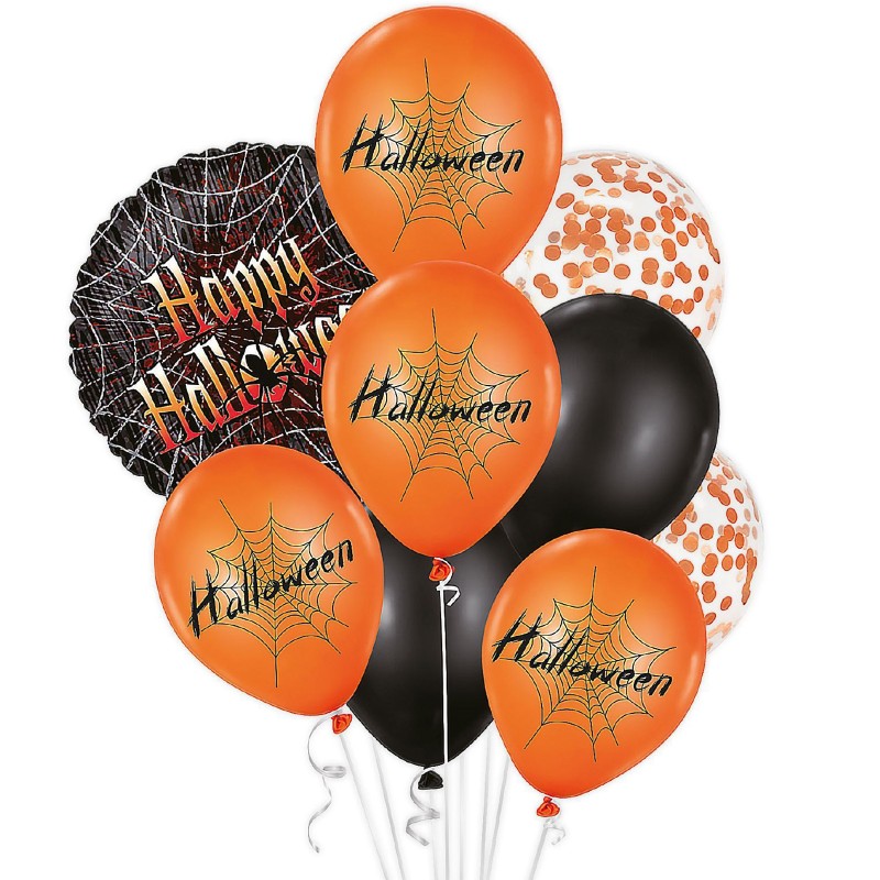 Zestaw balonów Halloween z pajęczyną 9 szt.