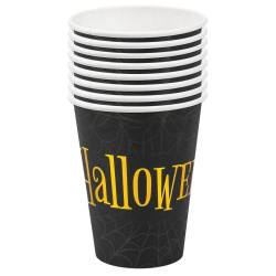 Kubeczki Napis Halloween Pająk Pajęczyna papierowe 8szt