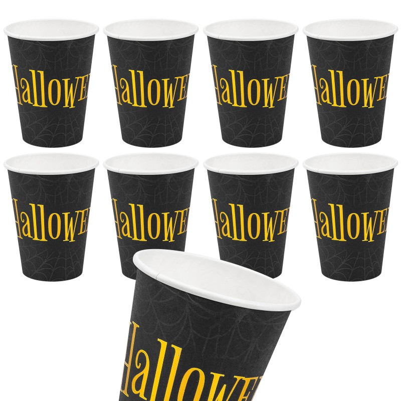 Kubeczki Napis Halloween Pająk Pajęczyna papierowe 8szt