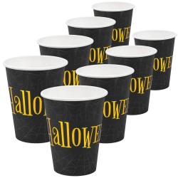 Kubeczki Napis Halloween Pająk Pajęczyna papierowe 8szt