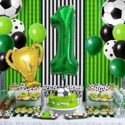 Zestaw balonów SPORT Piłka Nożna Puchar Cyfra 100cm + świeczka