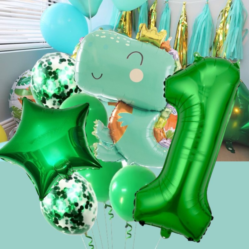 Zestaw balonów Dino Uśmiechnięty Dinozaur z cyfrą Smok