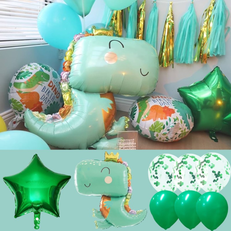 Zestaw balonów Dino Uśmiechnięty Dinozaur z cyfrą Smok