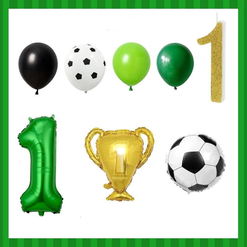 Zestaw balonów SPORT Piłka Nożna Puchar Cyfra 100cm + świeczka