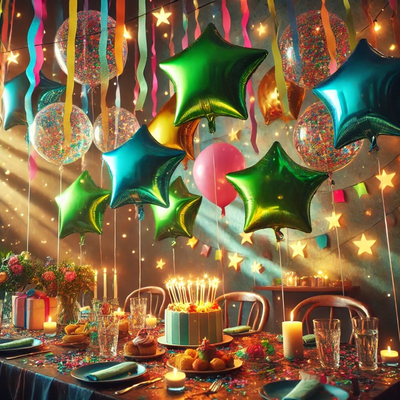 Balon foliowy zielona gwiazda 18 cali