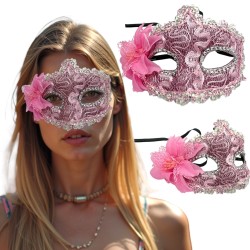 Koronkowa Maska Wenecka z Kwiatem Karnawał