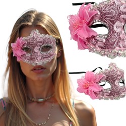 Koronkowa Maska Wenecka z Kwiatem Karnawał