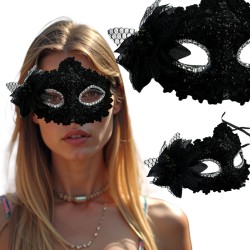 Koronkowa Maska Wenecka z Kwiatem Karnawał