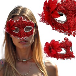 Koronkowa Maska Wenecka z Kwiatem Karnawał