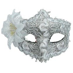 Koronkowa Maska Wenecka z Kwiatem Karnawał