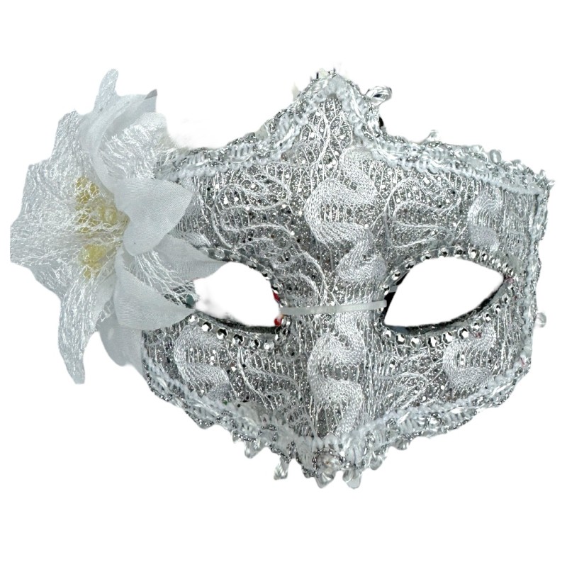 Koronkowa Maska Wenecka z Kwiatem Karnawał