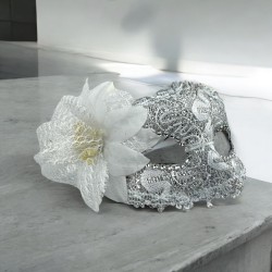 Koronkowa Maska Wenecka z Kwiatem Karnawał