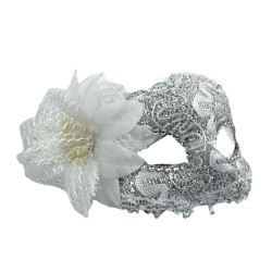 Koronkowa Maska Wenecka z Kwiatem Karnawał