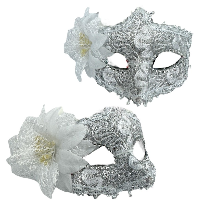 Koronkowa Maska Wenecka z Kwiatem Karnawał