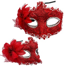 Koronkowa Maska Wenecka z Kwiatem Karnawał
