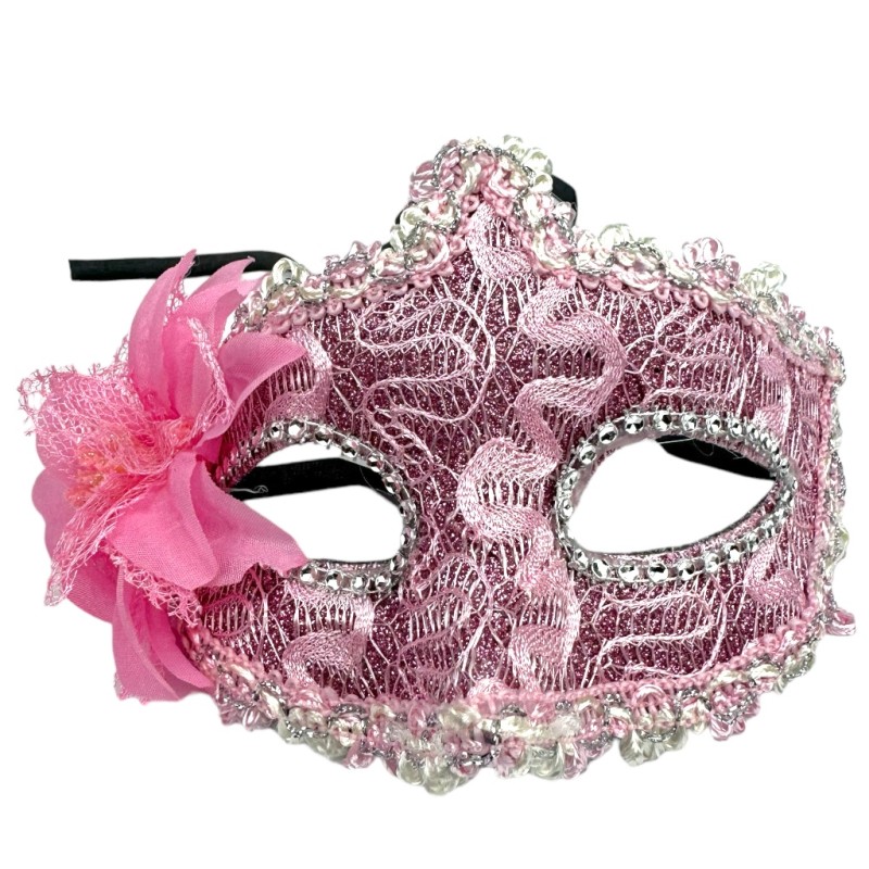 Koronkowa Maska Wenecka z Kwiatem Karnawał