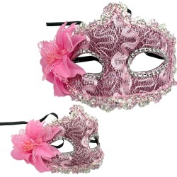 Koronkowa Maska Wenecka z Kwiatem Karnawał