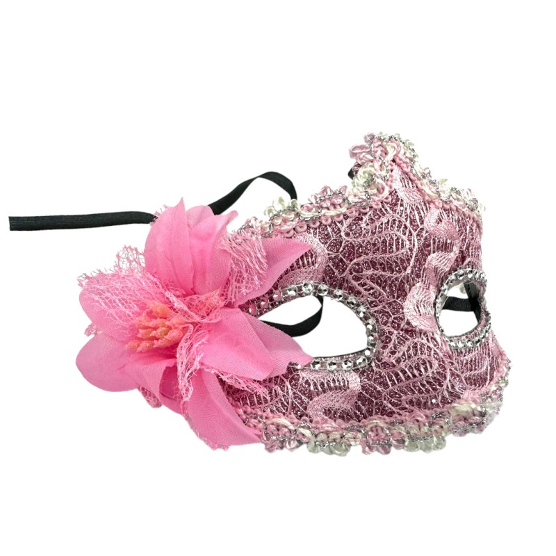 Koronkowa Maska Wenecka z Kwiatem Karnawał