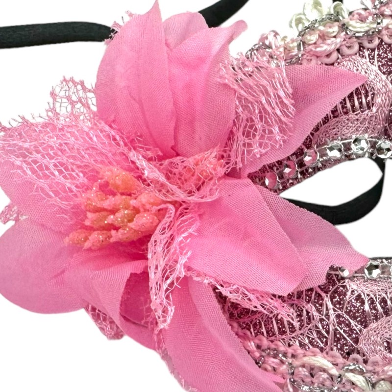 Koronkowa Maska Wenecka z Kwiatem Karnawał