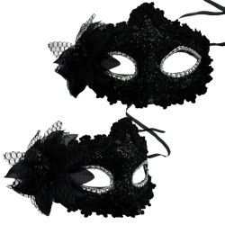 Koronkowa Maska Wenecka z Kwiatem Karnawał