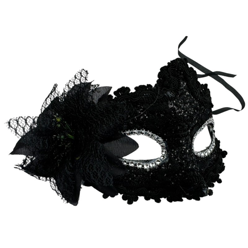 Koronkowa Maska Wenecka z Kwiatem Karnawał