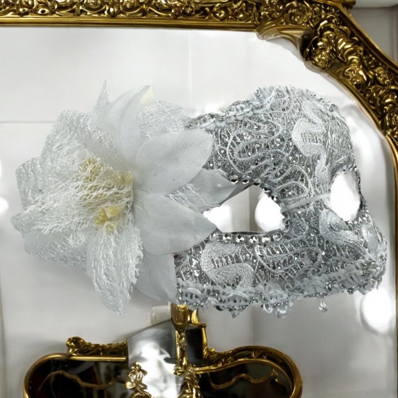 Koronkowa Maska Wenecka z Kwiatem Karnawał