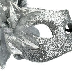 Maska Wenecka Karnawałowa z Brokatem i Piórami