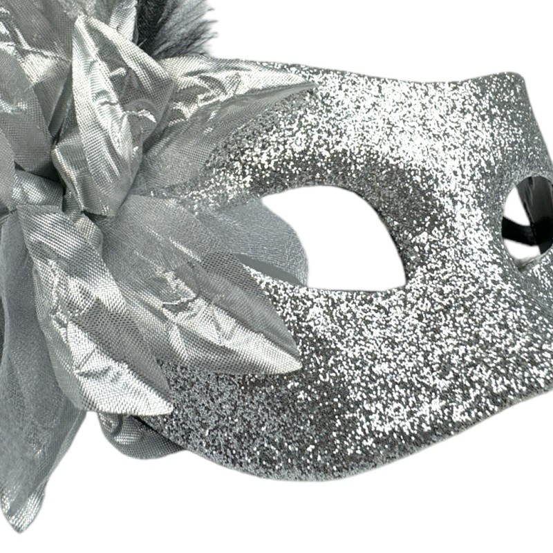 Maska Wenecka Karnawałowa z Brokatem i Piórami