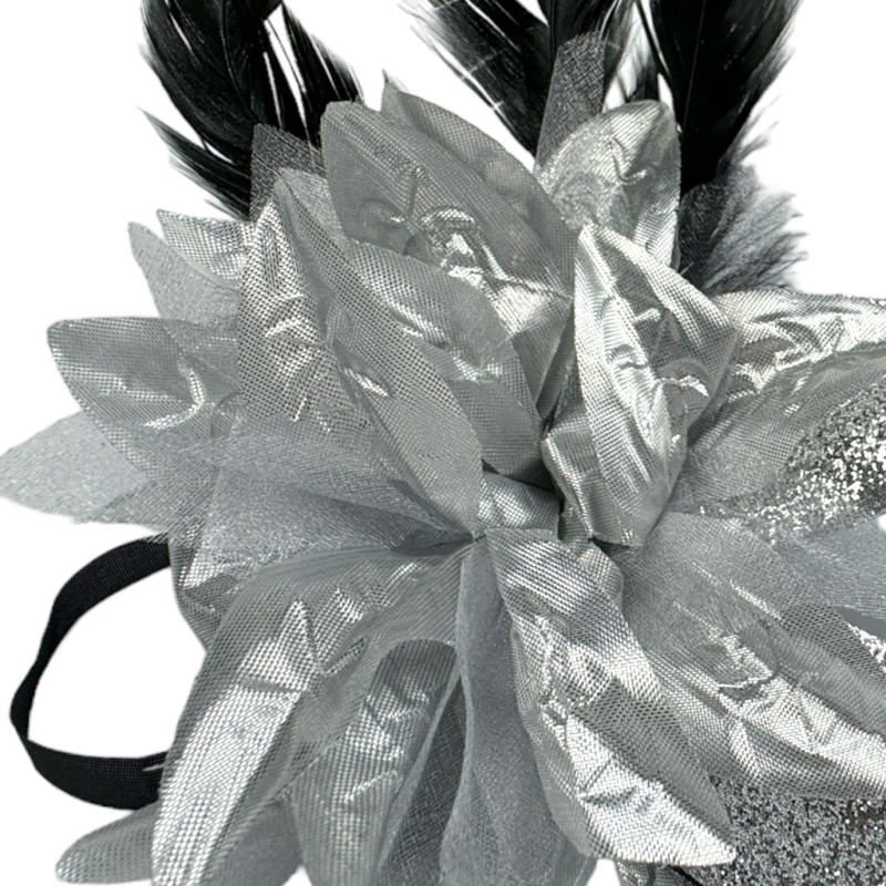 Maska Wenecka Karnawałowa z Brokatem i Piórami