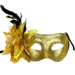 Maska Wenecka Karnawałowa z Brokatem i Piórami