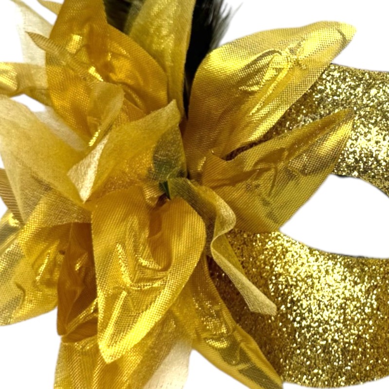 Maska Wenecka Karnawałowa z Brokatem i Piórami