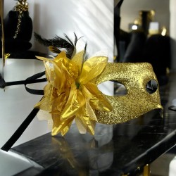 Maska Wenecka Karnawałowa z Brokatem i Piórami