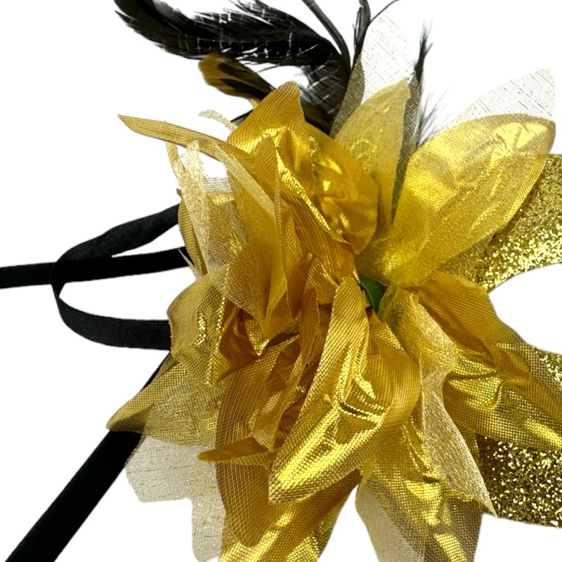 Maska Wenecka Karnawałowa z Brokatem i Piórami