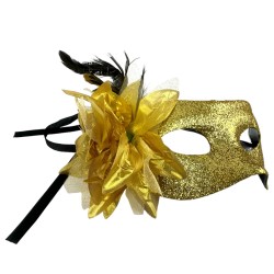 Maska Wenecka Karnawałowa z Brokatem i Piórami