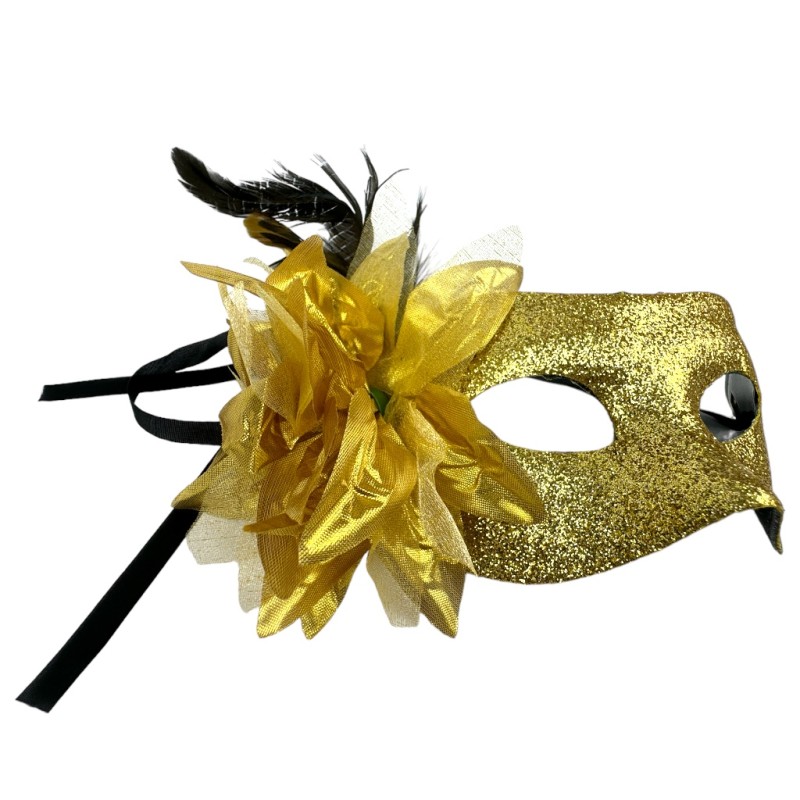 Maska Wenecka Karnawałowa z Brokatem i Piórami