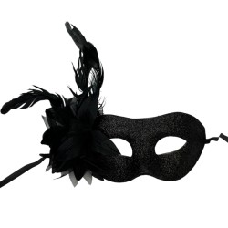 Maska Wenecka Karnawałowa z Brokatem i Piórami